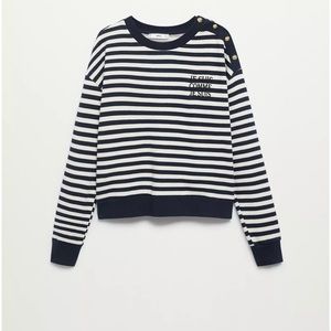 MANGO
Women's navy and white Striped French Cotton-Blend Sweatshirt
